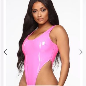 Fashion Nova- Dangerous Soul Pink Latex Bodysuit